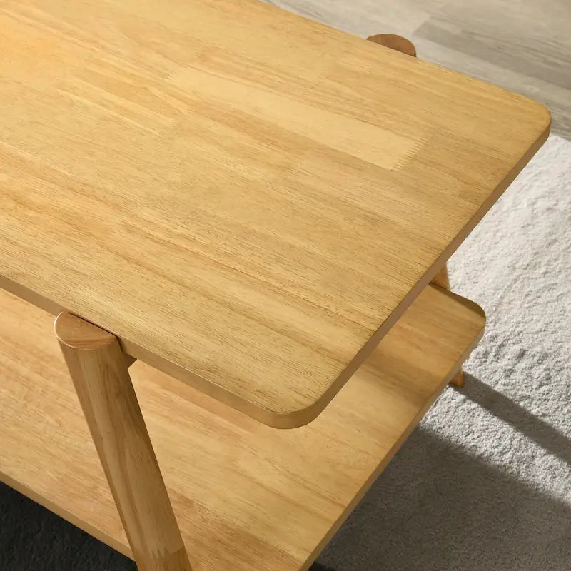 Roundhill Furniture Metz Mid-Century Wood Shelf 3-Piece Coffee Table Set