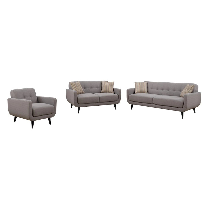 Crystal Grey 3-Piece Living Room Sofa Set