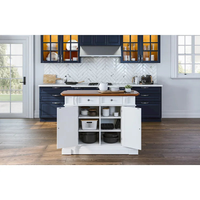 Copper Grove Cannington White Distressed Oak Kitchen Island