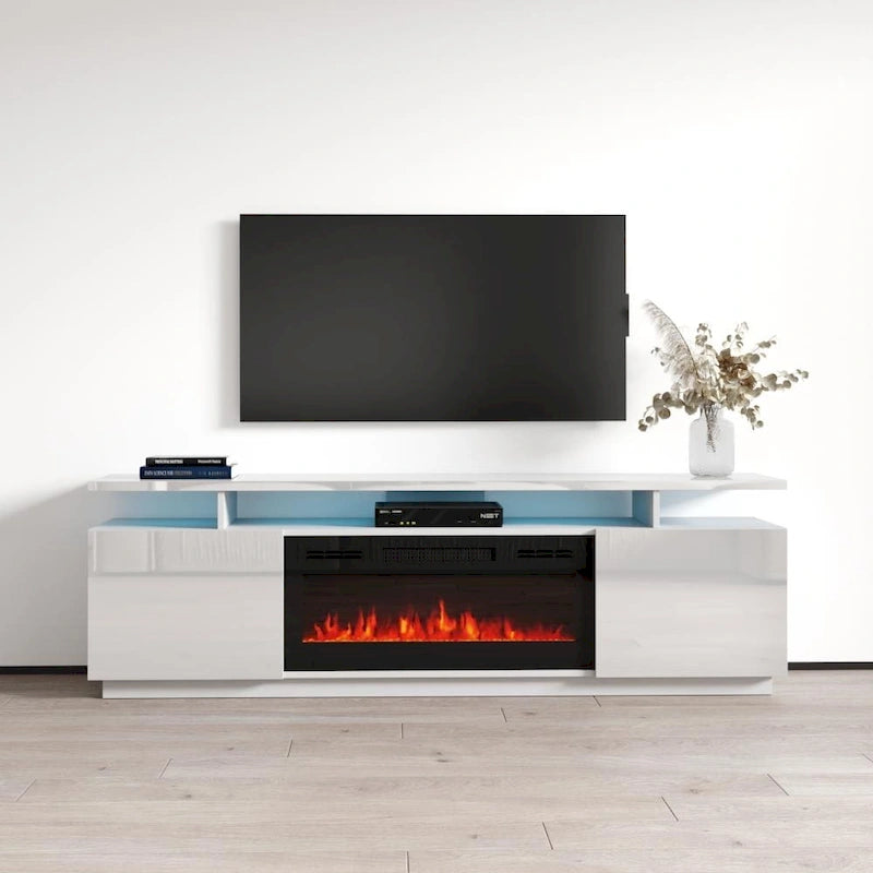 Meble Furniture Eva Modern TV Stand with Electric Fireplace