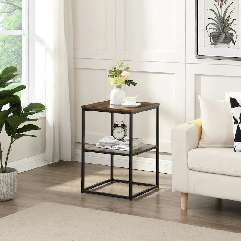 Myhozm 3-piece Round Coffee and Side Table Set with Open Shelves