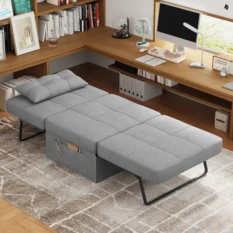 4 in 1 Convertible Sofa Bed Sleeper Sofa Chair Couch Bed, Lounger Adjustable Folding Ottoman Backrest for Living Room, Bedroom