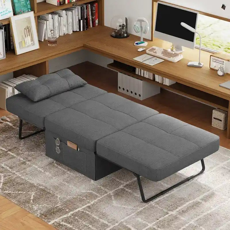 4 in 1 Convertible Sofa Bed Sleeper Sofa Chair Couch Bed, Lounger Adjustable Folding Ottoman Backrest for Living Room, Bedroom