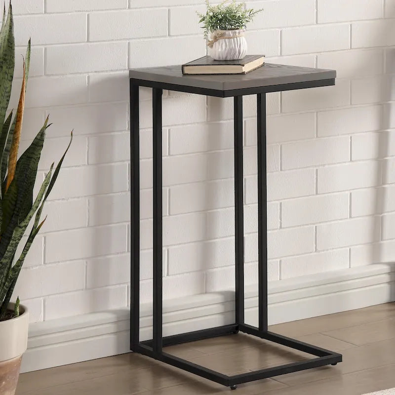 Rendrick Industrial 16-inch Steel C-shaped Side Table by Furniture of America