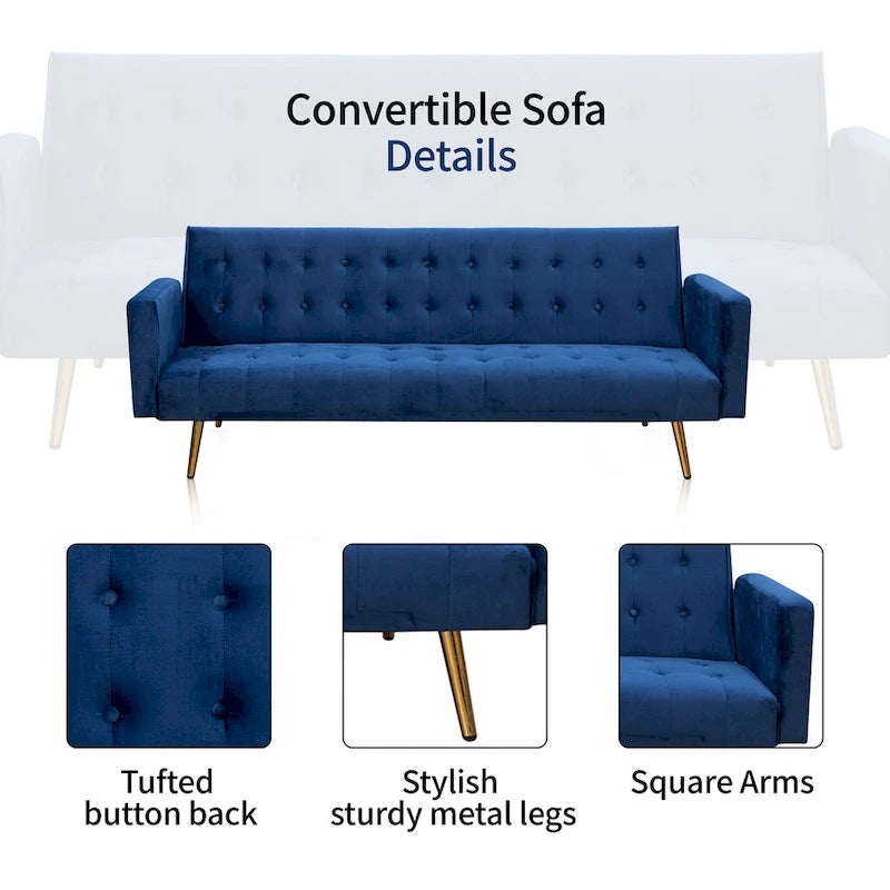 75 Wide Tufted Velvet Convertible Sleeper sofa