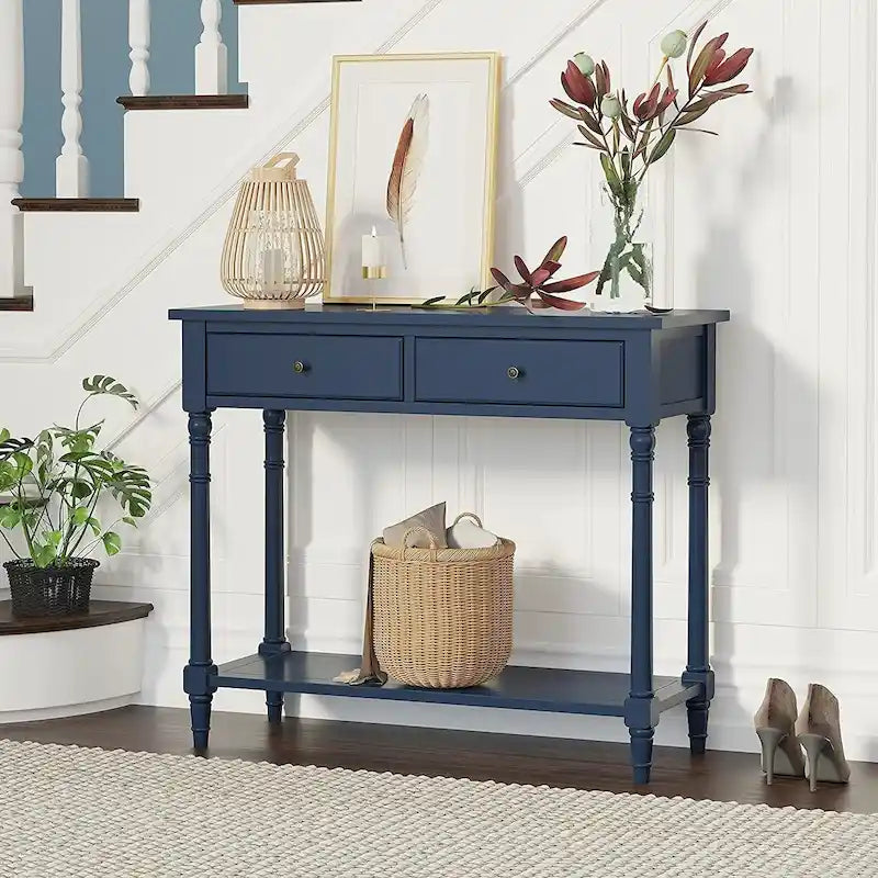 Entryway Table with Storage Drawers Console Table with Shelf