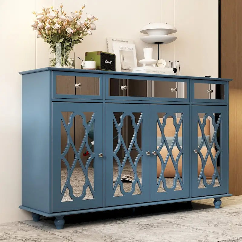 55W Mirrored Credenza Sideboards Buffets Cabinet Bookcase Living Room