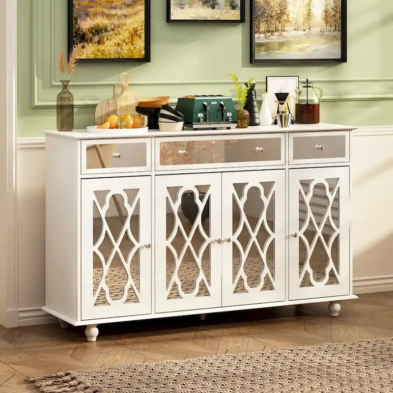 55W Mirrored Credenza Sideboards Buffets Cabinet Bookcase Living Room