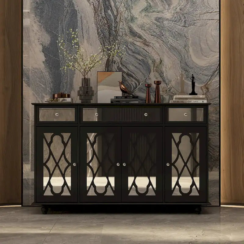 55W Mirrored Credenza Sideboards Buffets Cabinet Bookcase Living Room