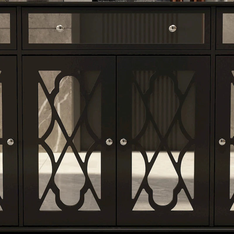 55W Mirrored Credenza Sideboards Buffets Cabinet Bookcase Living Room