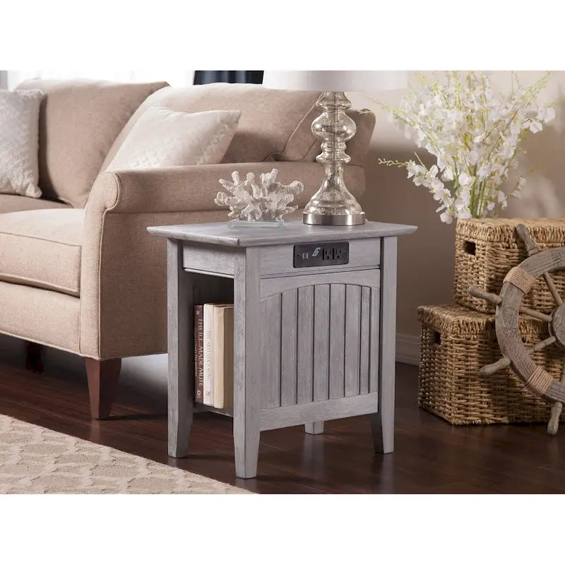 AFI Nantucket Chair Side Table with Built-in Charger