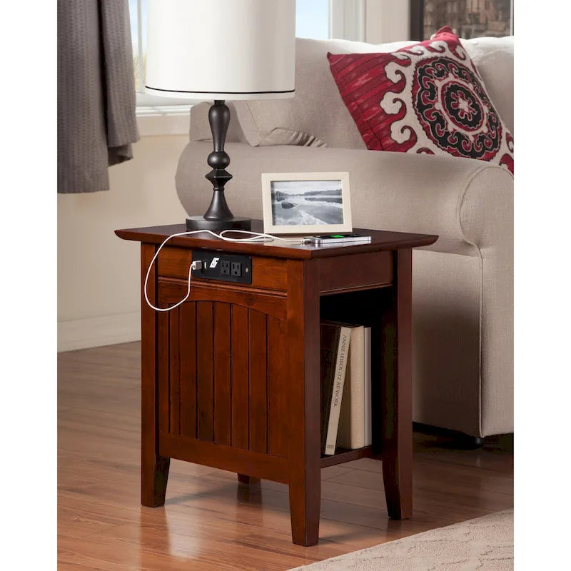 AFI Nantucket Chair Side Table with Built-in Charger