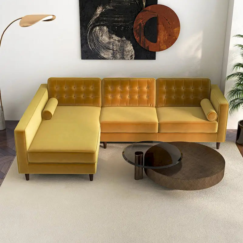 Ora Tufted Modern Living Room Velvet Corner Sectional Sofa