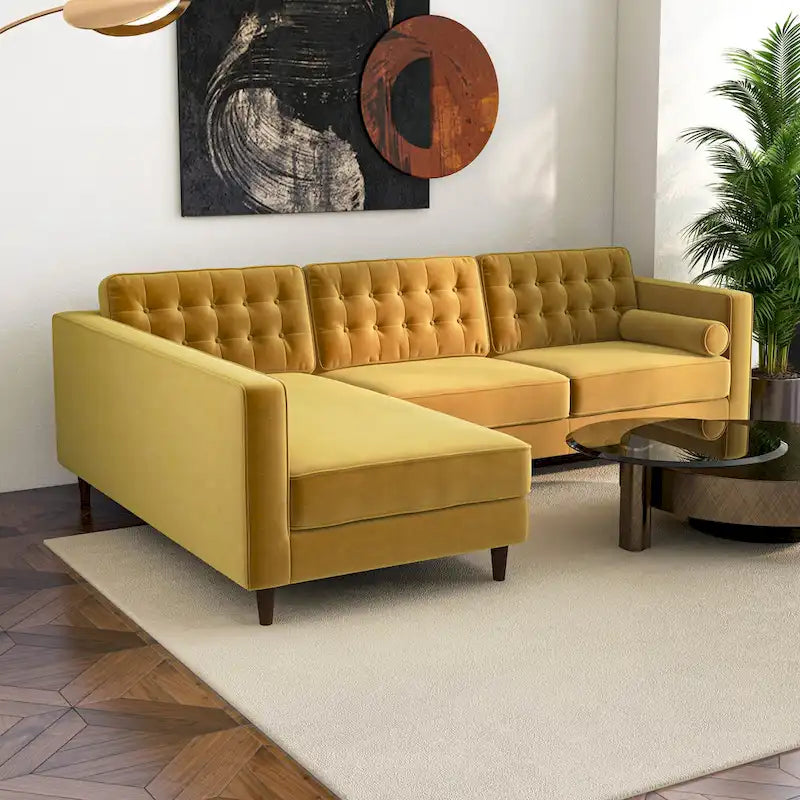 Ora Tufted Modern Living Room Velvet Corner Sectional Sofa