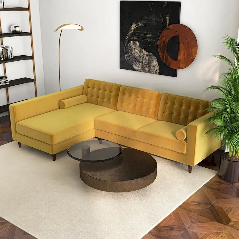 Ora Tufted Modern Living Room Velvet Corner Sectional Sofa