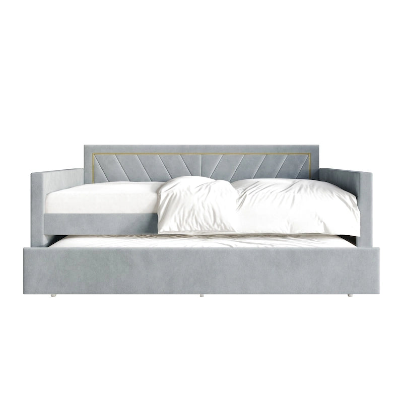 CraftPorch Glam Velvet Upholstered Twin Size Daybed with Trundle