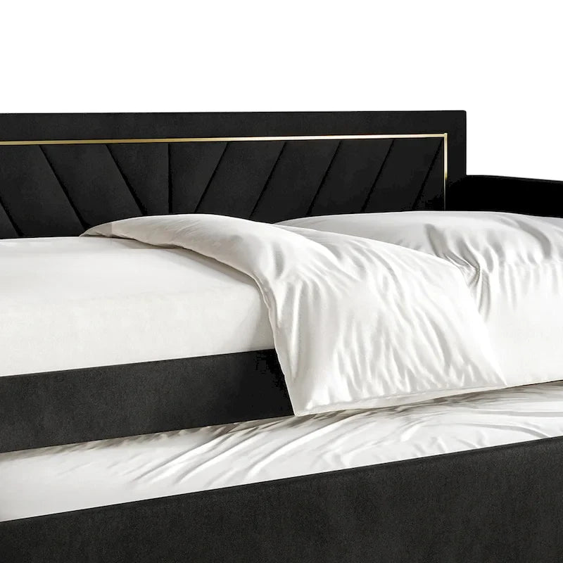 CraftPorch Glam Velvet Upholstered Twin Size Daybed with Trundle