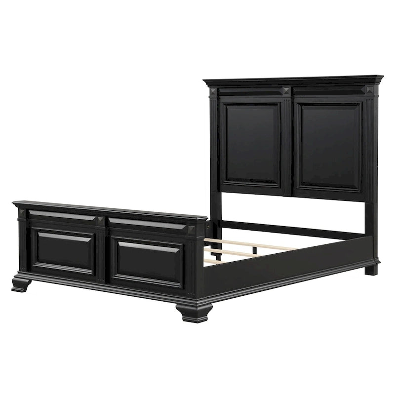 Roundhill Furniture Renova Vintage Black Wood Panel Bed