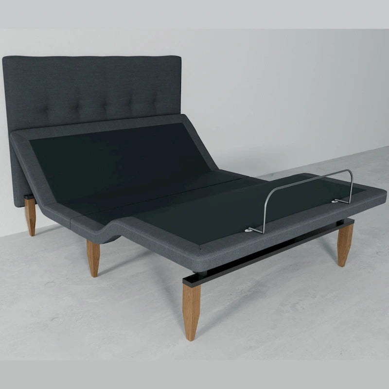 Onetan, Adjustable Bed Base with headboard, Wireless remote,Zero Gravity, Underbed Lighting, Grey