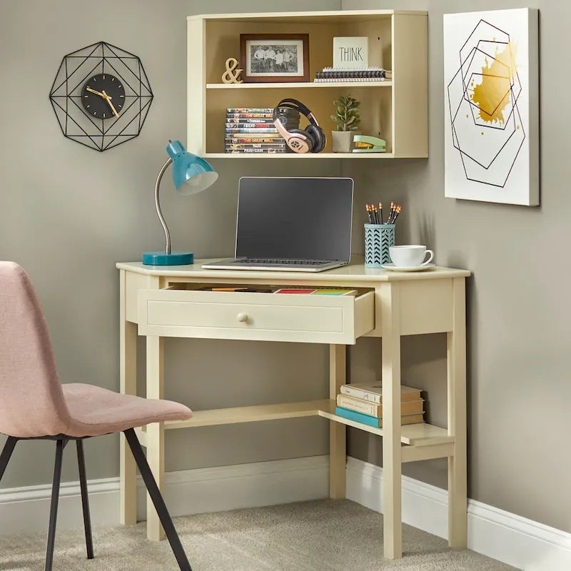 Simple Living Corner Desk and Hutch Set