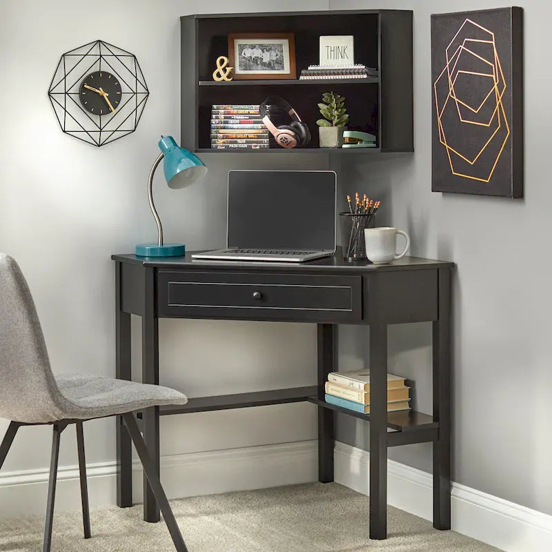Simple Living Corner Desk and Hutch Set