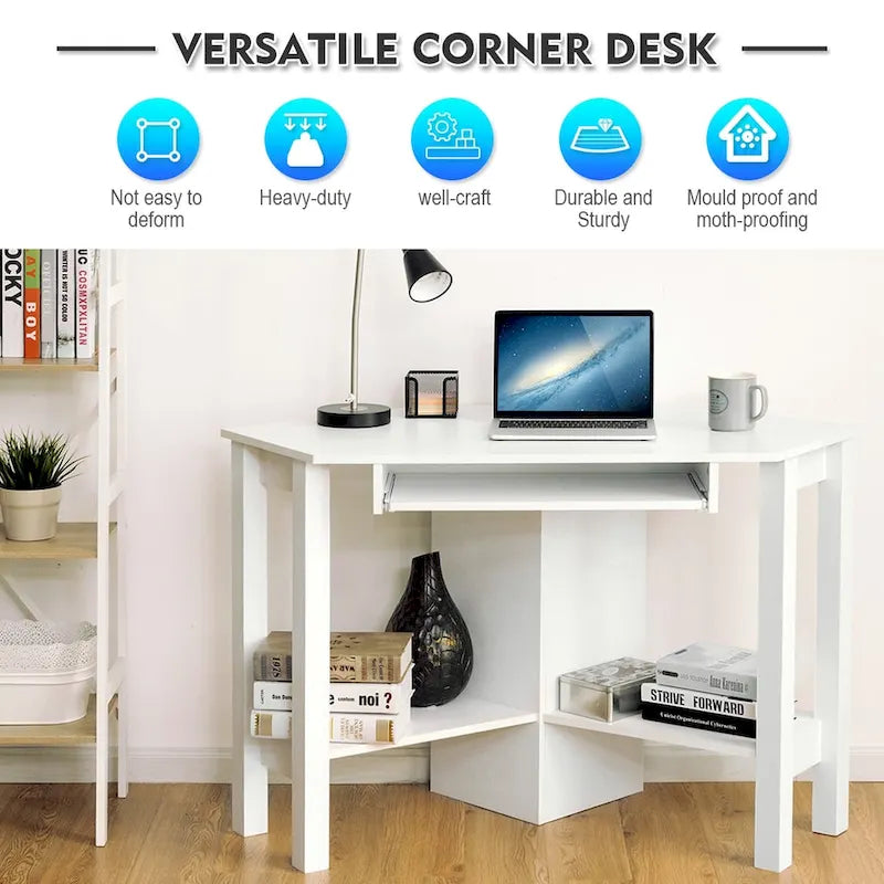 Wooden Corner Computer Desk with Drawer Office Study Table
