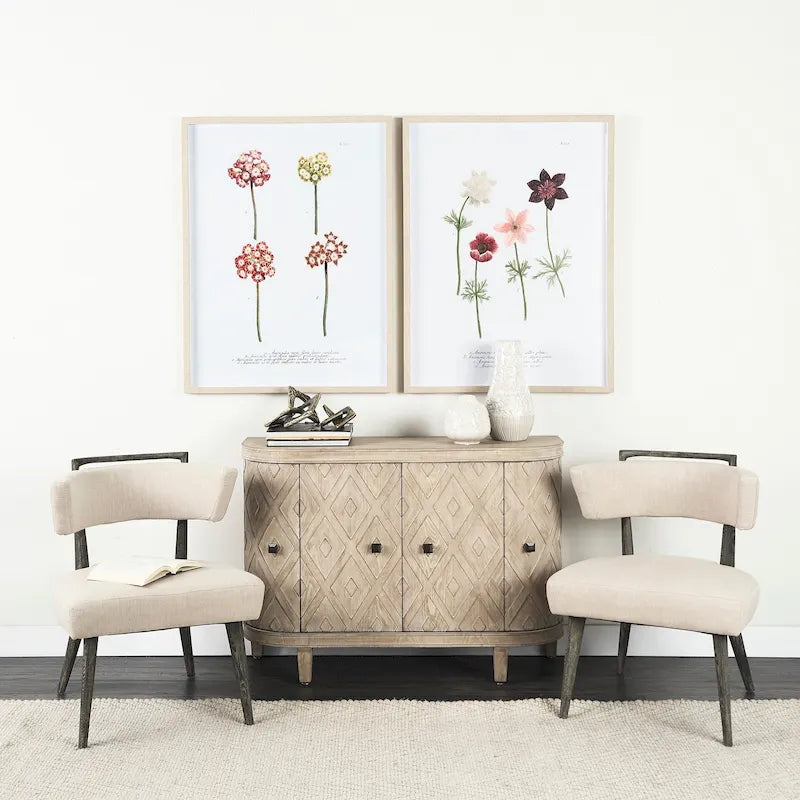 Lennon Beige Fir Veneer 4 Door Cabinet - 47.2L x 15.0W x 33.1H