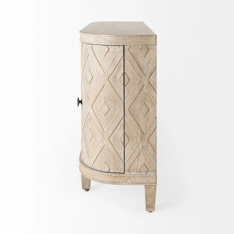 Lennon Beige Fir Veneer 4 Door Cabinet - 47.2L x 15.0W x 33.1H