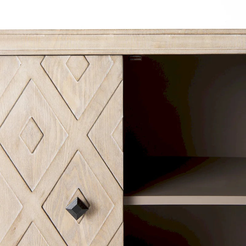 Lennon Beige Fir Veneer 4 Door Cabinet - 47.2L x 15.0W x 33.1H