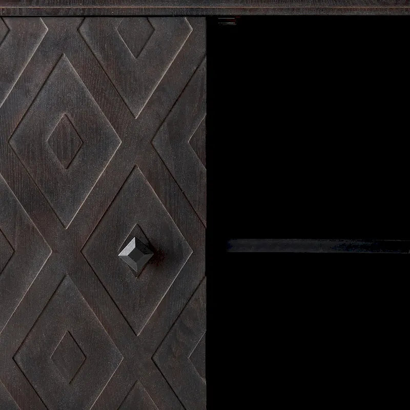 Lennon Beige Fir Veneer 4 Door Cabinet - 47.2L x 15.0W x 33.1H