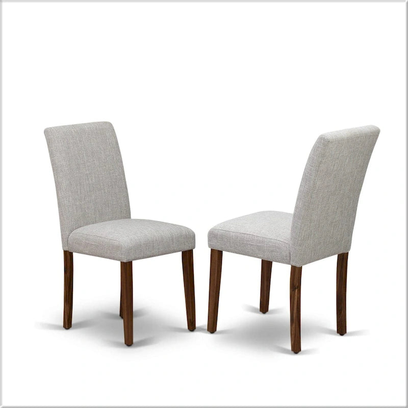 East West Furniture Dining Table Set- a Round Dining Table and Doeskin Parson Chairs, Antique Walnut (Pieces Option)