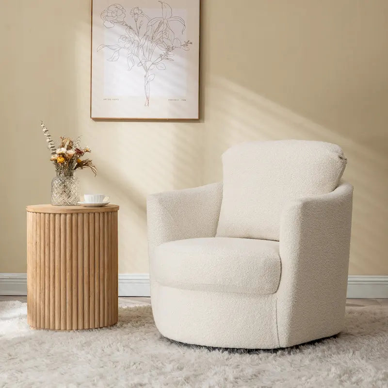 Art Leon Modern Comfortable Corduroy Fabric Swivel Barrel Accent Chair