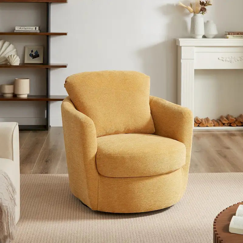 Art Leon Modern Comfortable Corduroy Fabric Swivel Barrel Accent Chair