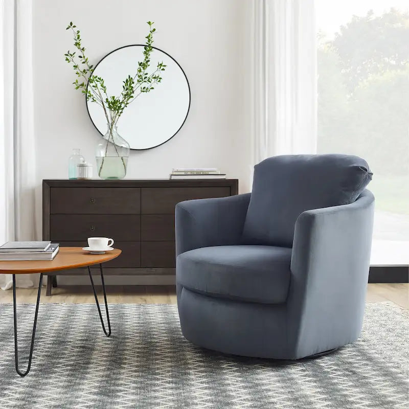 Art Leon Modern Comfortable Corduroy Fabric Swivel Barrel Accent Chair