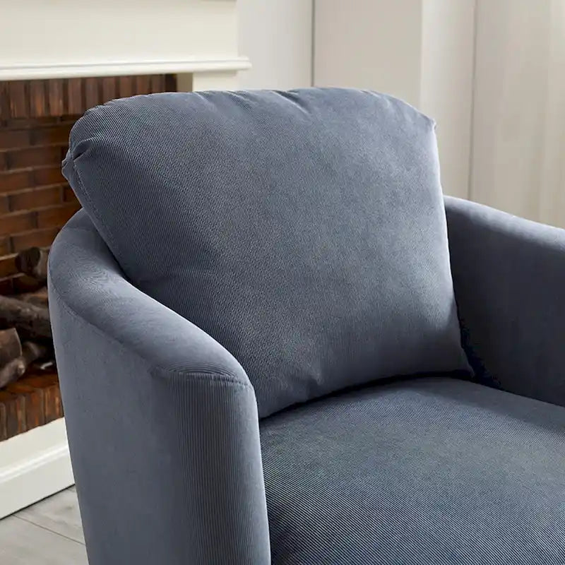 Art Leon Modern Comfortable Corduroy Fabric Swivel Barrel Accent Chair