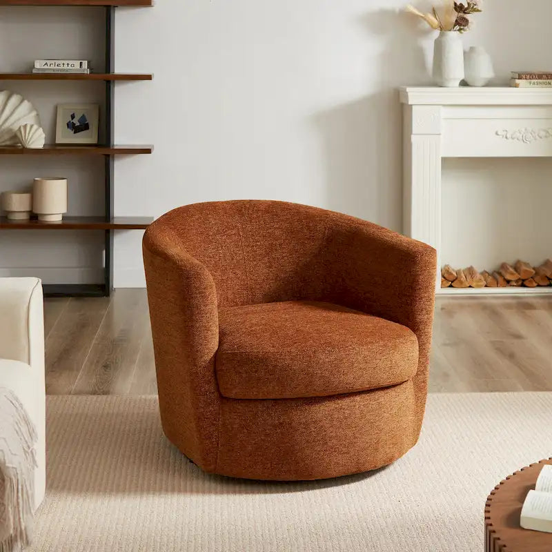 Art Leon Modern Comfortable Corduroy Fabric Swivel Barrel Accent Chair