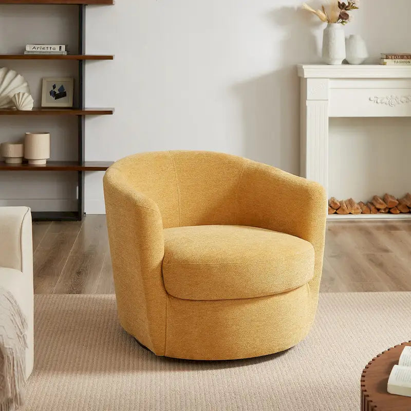 Art Leon Modern Comfortable Corduroy Fabric Swivel Barrel Accent Chair
