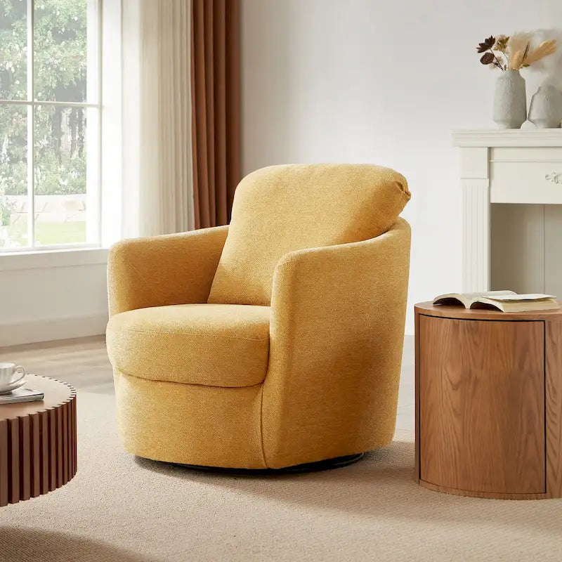 Art Leon Modern Comfortable Corduroy Fabric Swivel Barrel Accent Chair