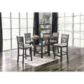Vigg Transitional Grey Fabric 5-Piece Counter Height Dining Set by Furniture of America