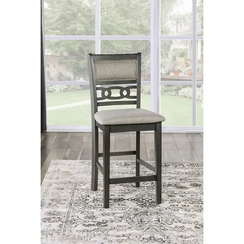 Vigg Transitional Grey Fabric 5-Piece Counter Height Dining Set by Furniture of America
