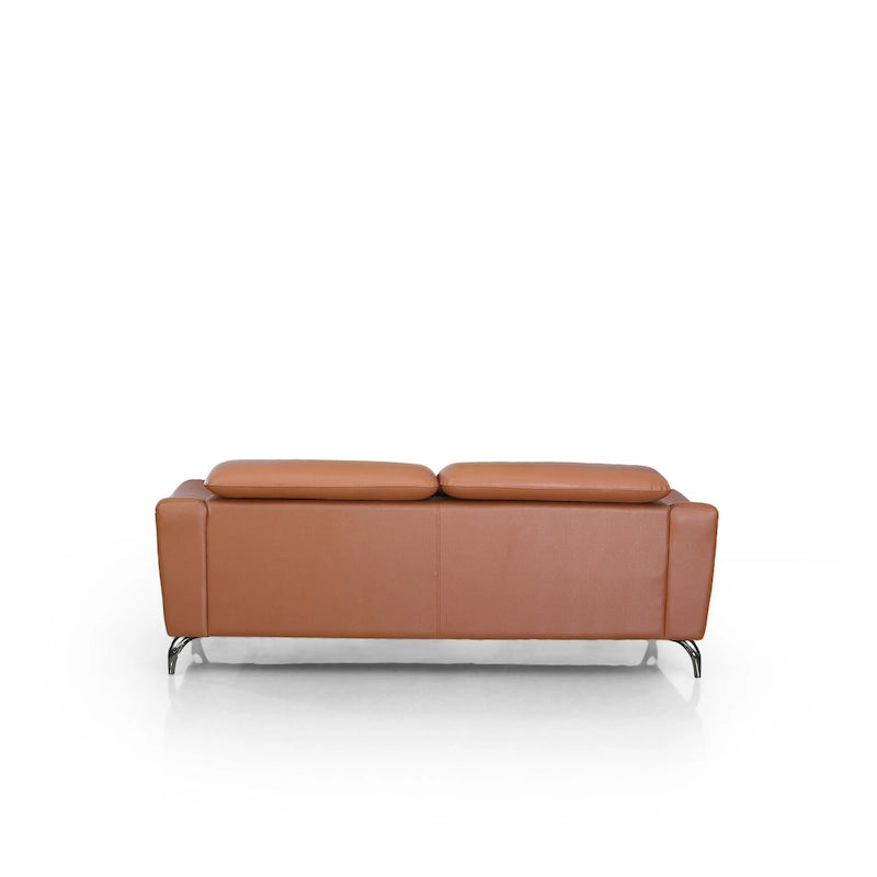 Divani Casa Danis Modern Cognac Leather Brown Sofa