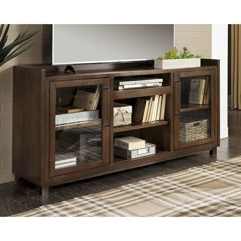 Starmore Contemporary Extra Large TV Stand Brown/Gunmetal - 70W x 19D x 35H