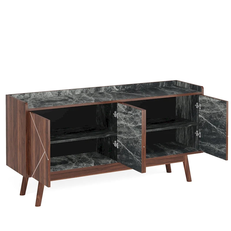 Wooden 4-door Buffet Sideboard with Storage for Kitchen Dining Room - N/A