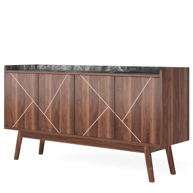 Wooden 4-door Buffet Sideboard with Storage for Kitchen Dining Room - N/A