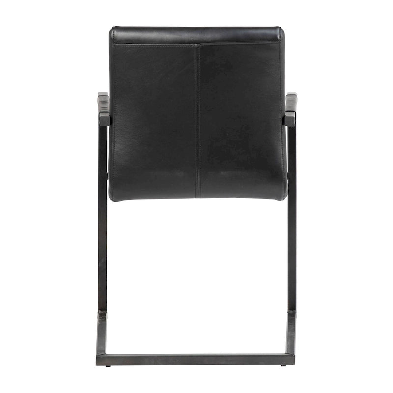 Greyson Genuine Full Grain Leather and Steel Modern Dining Arm Chair