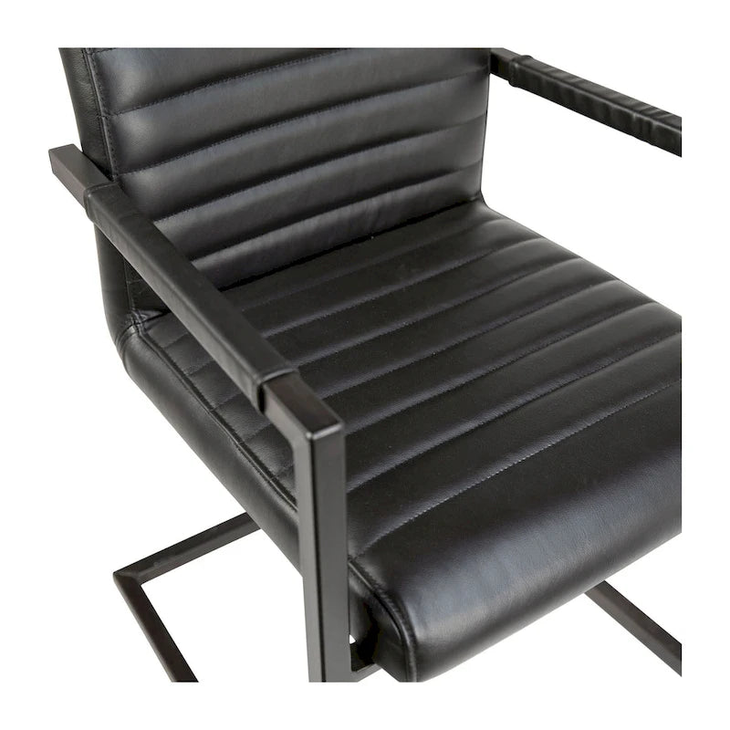 Greyson Genuine Full Grain Leather and Steel Modern Dining Arm Chair