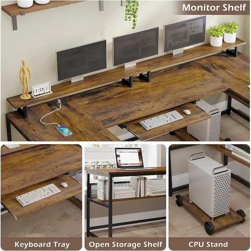 U Shaped Computer Desk L Shaped Gaming Desk File Drawer