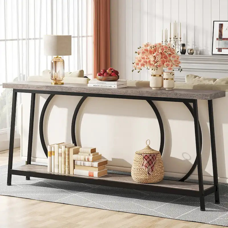 70.9 Inch Extra Long Narrow Sofa Console Table with Metal Frame for Entryway Living Room