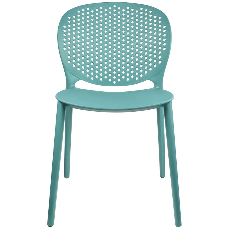 Modern Plastic Garden Patio Indoor or Outdoor Dining Stackable Chair UV Protected Armless With Dot Back Surf