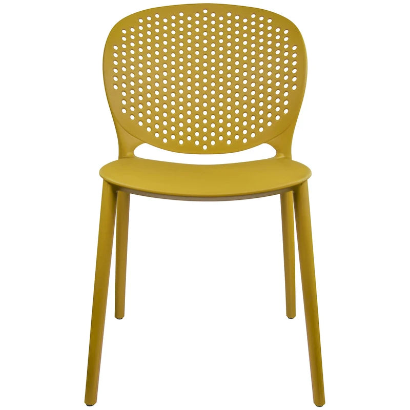 Modern Plastic Garden Patio Indoor or Outdoor Dining Stackable Chair UV Protected Armless With Dot Back Surf